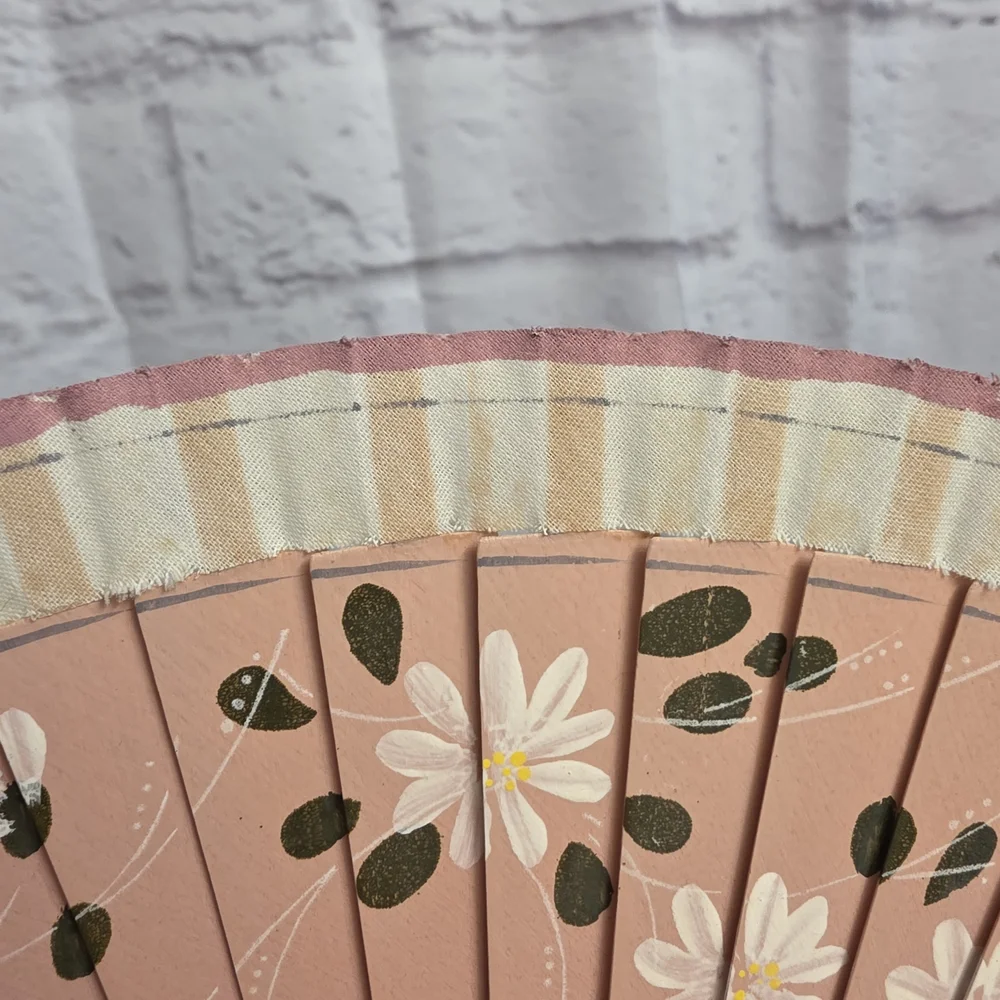 Floral Handheld Fan - Pink and Tan - Picture 4 of 10